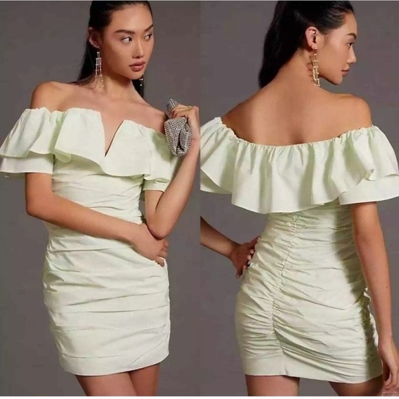 Maeve Dresses & Skirts - Anthropologie Maeve Ruched Off The Shoulder Dress Size 12